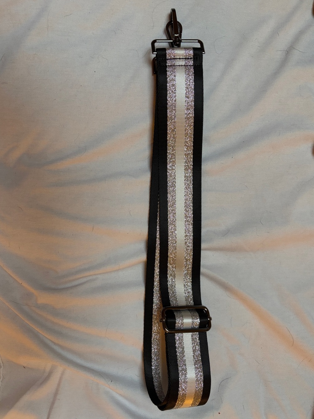 Adjustable Black and Silver Crossbody Strap